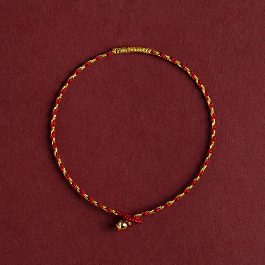 Pulsera trenzada con nudo King Kong, hecha a mano, con piedras de Buda, chapada en oro de 14 quilates y oro rojo. 