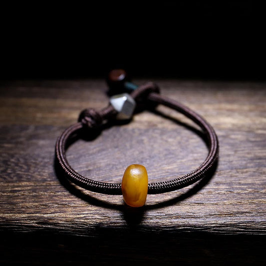 Pulsera de plata de ley 925 con piedras de Buda y zodíaco chino, ámbar natural y transparente para la ansiedad.