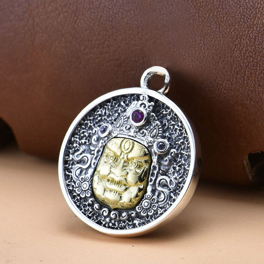 Buddha-Steine 925 Sterling Silber Zakiram Göttin des Reichtums Dorje Vajra spirituelle Halskette Anhänger