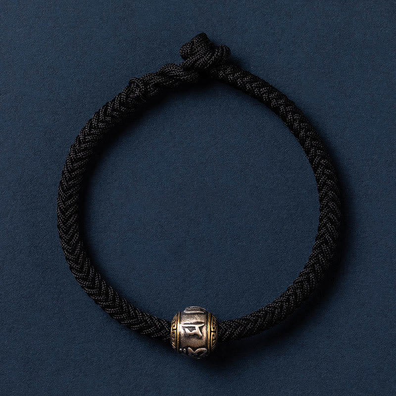 Buddha Stones 925 Sterling Silver Tibet Handmade Om Mani Padme Hum Luck Protection King Kong Knot Braided Bracelet - Touch Bling