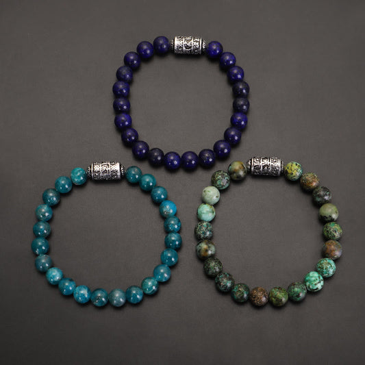 Buddha Stones Natürlicher Lazurit Pietersit Unakit Om Mani Padme Hum Perlen Positives Armband