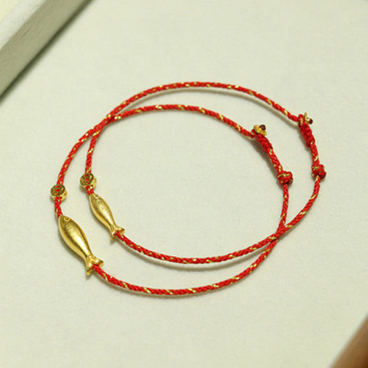 Pulsera trenzada de pez koi con piedras de Buda, chapada en oro de 14 quilates, para la suerte y la riqueza
