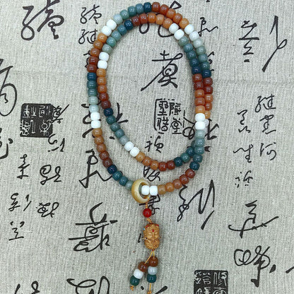 Buddha Stones 108 Mala-Perlen Farbverlauf Bodhi Seed Grüne Tara Buddha Gravur Peace Harmony Armband