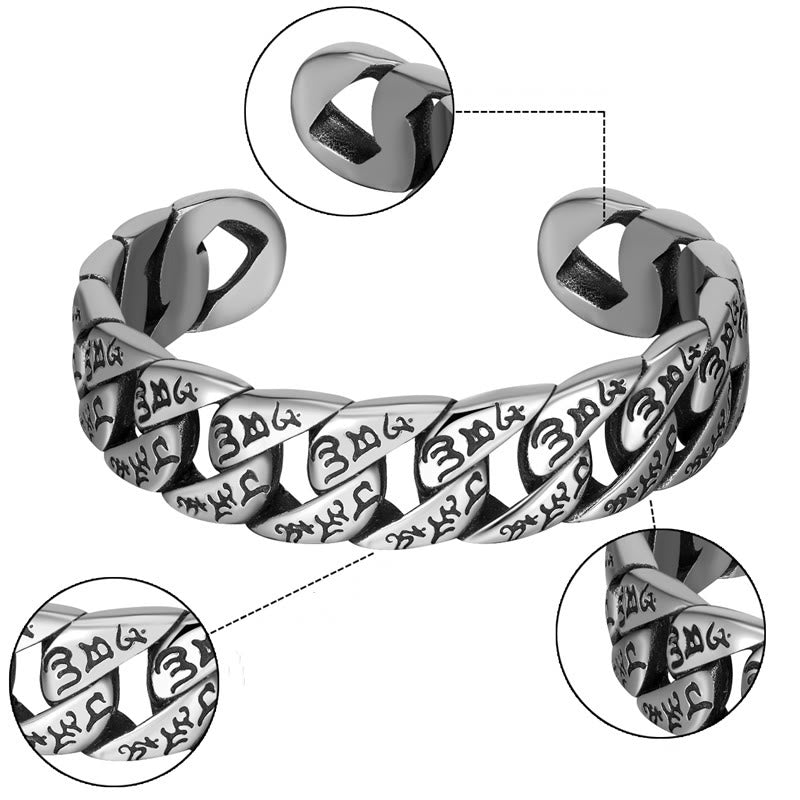 Pulsera de acero de titanio con piedras de Buda y mantra Om Mani Padme Hum tibetano 