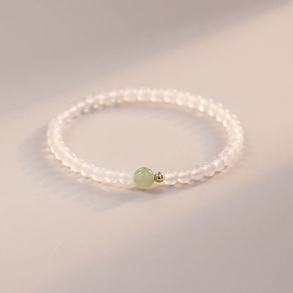 Pulsera de jade y ágata blanca natural con piedras de Buda para proteger la suerte 