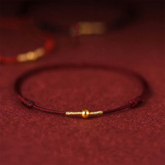 Pulsera de cuerda trenzada con cuentas doradas de plata de ley 925 con piedras de Buda 