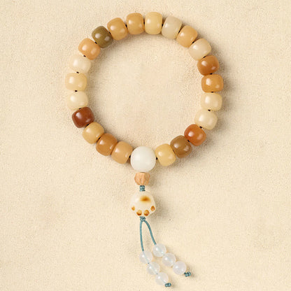 Pulsera de sabiduría Om Mani Padme Hum con semillas de Bodhi naturales de Buda y el Señor del Bosque Cadáver