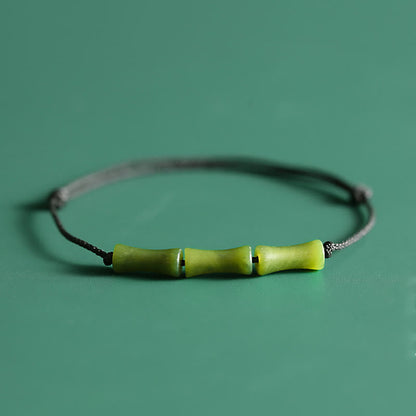 Pulsera de la suerte y la abundancia con diseño de jade y bambú verde y piedras de Buda 