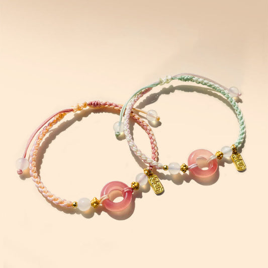 Buddha-Steine ​​Frieden und Freude Achat Frieden Schnalle Glückverheißende handgemachte geflochtene Armband