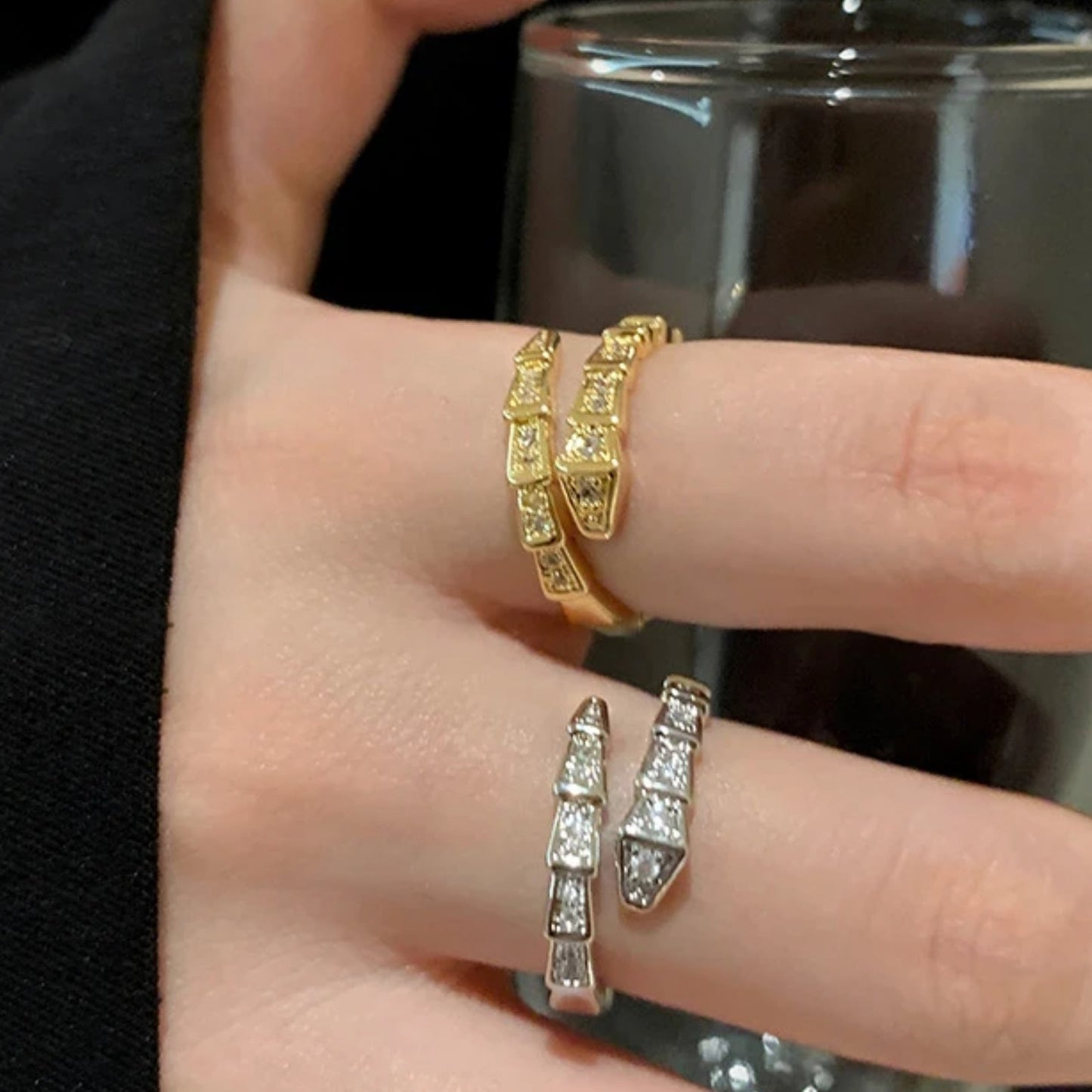 Adjustable Zircon Serpent Ring