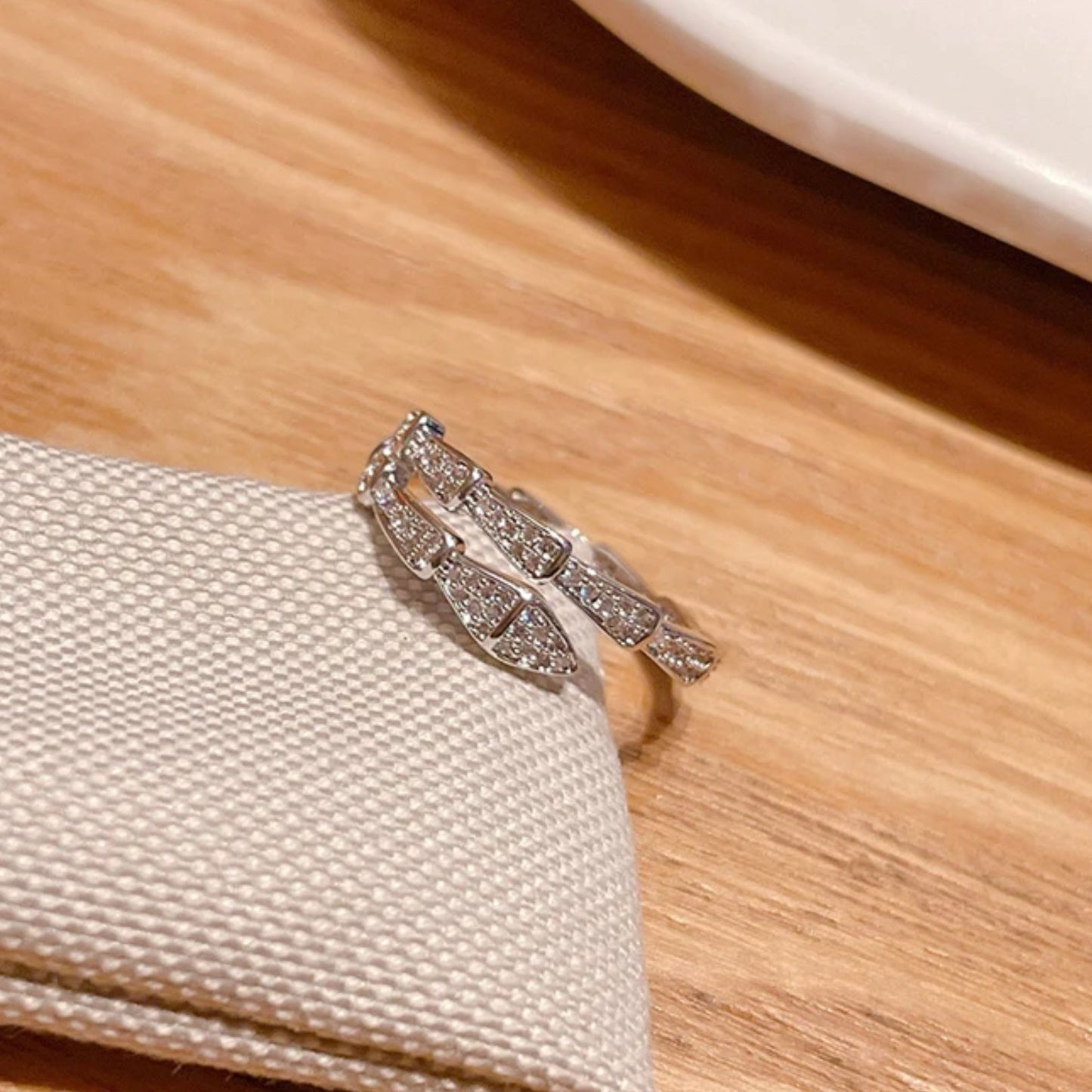 Adjustable Zircon Serpent Ring