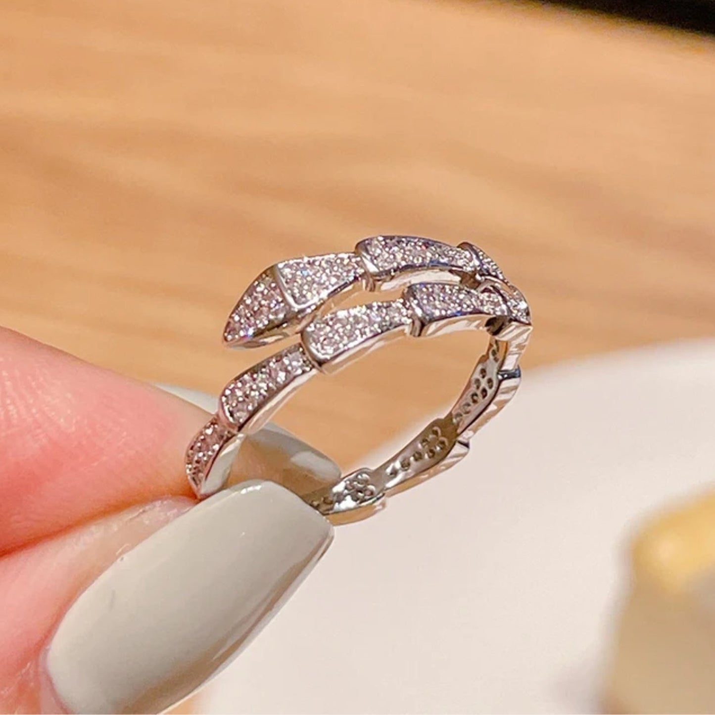 Adjustable Zircon Serpent Ring