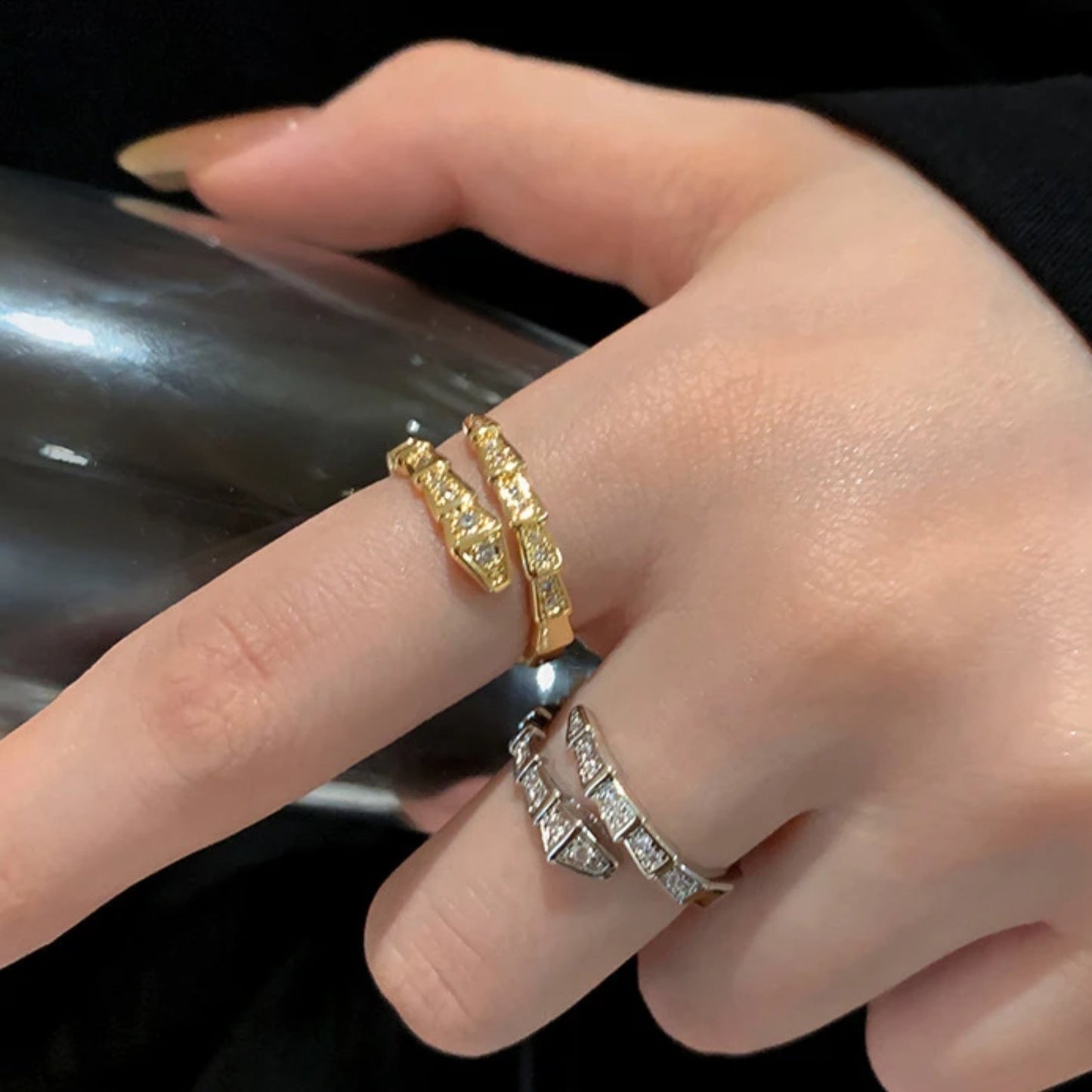 Adjustable Zircon Serpent Ring