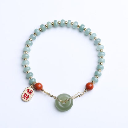 Pulsera de la suerte con hebilla de paz y ágata roja de jade hetiano natural de Buda