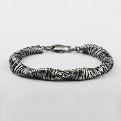 Buddha Stones 925 Sterling Silver Vintage Twisted Design Wealth Healing Chain Bracelet