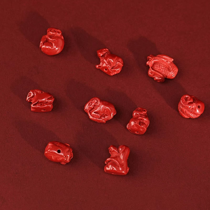 Cadena para el vientre de hilo rojo con bendición de dragón y cinabrio natural de piedras de Buda