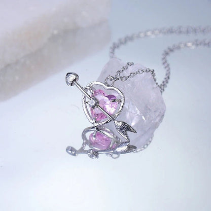 Angel Peach Heart  Necklace