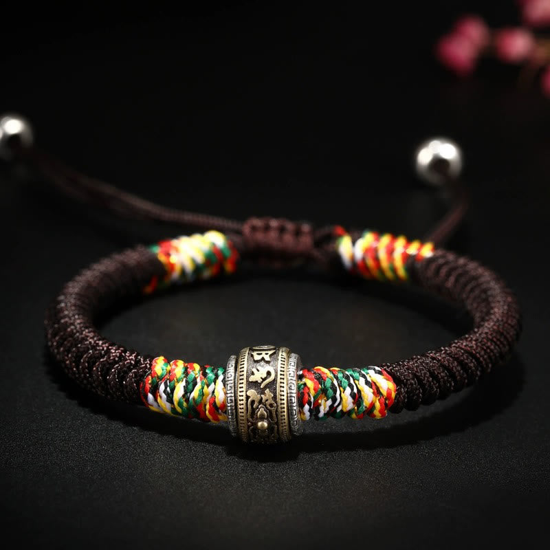 Buddha Stones 925 Sterling Silver Om Mani Padme Hum King Kong Knot Faith Bracelet - Touch Bling