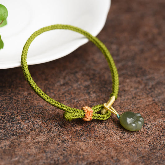 Pulsera de jade con diseño de pata de gato y piedras de Buda para la suerte y la abundancia