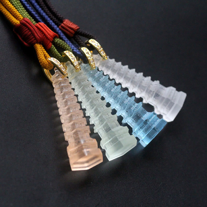 Collar de la sabiduría de la antigua pagoda Liuli con piedras de Buda 