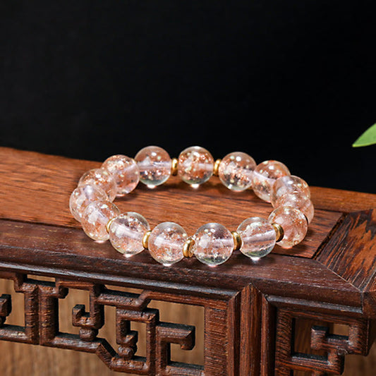Pulsera de éxito con cuentas de vidrio fluorescentes de Liuli y amuleto familiar de la Bestia Tragándose Oro y Piedras de Buda
