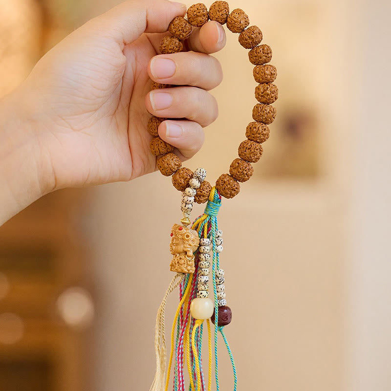 Pulsera tibetana de Rudraksha Bodhi con piedras de Buda y semillas de Bodhi.
