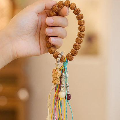 Pulsera tibetana de Rudraksha Bodhi con piedras de Buda y semillas de Bodhi.