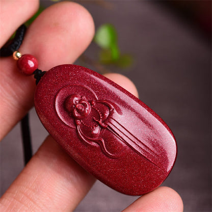 Colgante de collar con bendición de cinabrio natural con forma de calabaza del zodiaco chino Yin Yang de Buda sonriente con piedras de Buda 