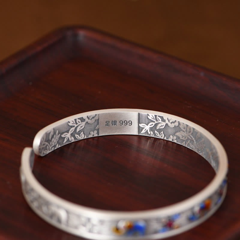 Pulsera brazalete con piedras de Buda, plata de ley 999, elefante, fuerza y ​​sabiduría
