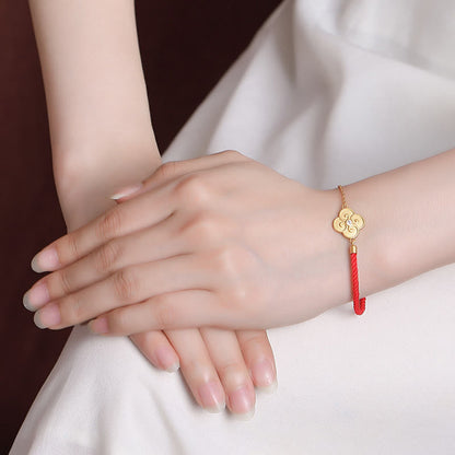 Pulsera de la suerte con trébol de cuatro hojas y circonitas de Buddha Stones, bañada en plata de ley 925