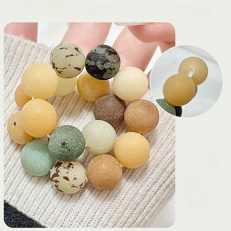 Natural Skin Bodhi Seed Polished White Jade Bodhi Bracelet - Touch Bling