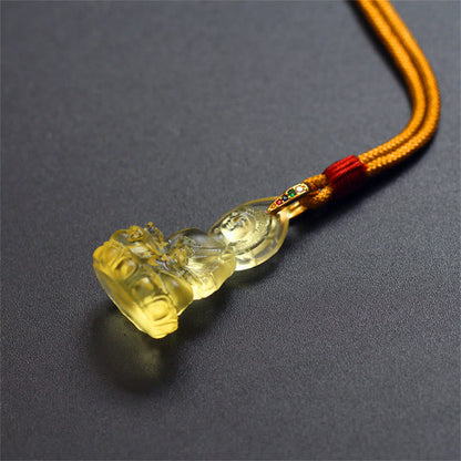Collar con colgante de amuleto de serenidad de cristal Liuli con piedras de Buda Tathagata azul y Buda de la medicina 