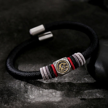 Buddha Stones 925 Sterling Silber Perfekter Knoten King Kong Knoten Glaube Stärke Armband 