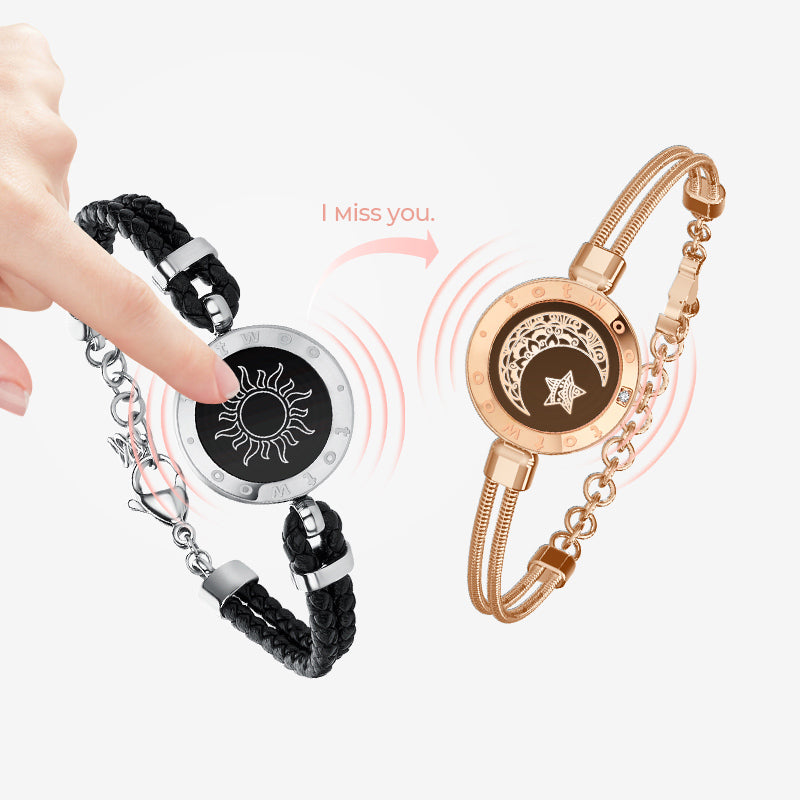 Sun&Moon Touch Bracelets(Braided Sun+Snake Chain Moon) - Touch Bling