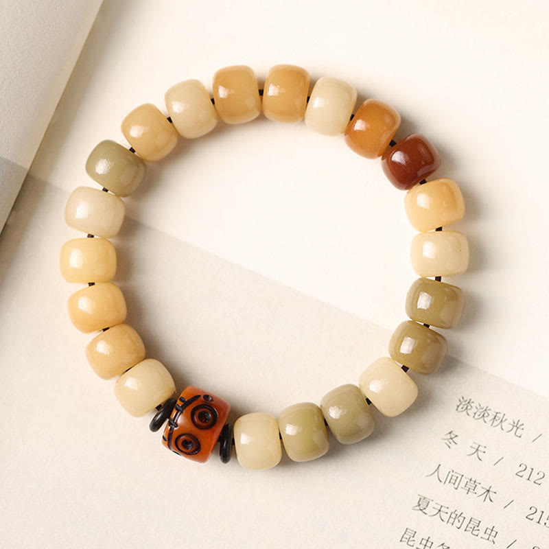 Pulsera de sabiduría Om Mani Padme Hum con semillas de Bodhi naturales de Buda y el Señor del Bosque Cadáver