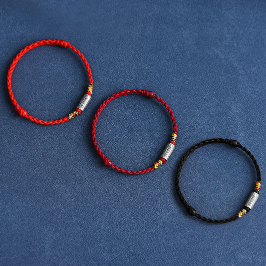 Pulsera tobillera de protección y fuerza con diseño "Todo va bien" de Buddha Stones, hecha a mano en plata de ley 925. 