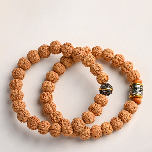 Pulsera de Rudraksha tibetana con semillas de Bodhi y piedras de Buda para la prosperidad y la prosperidad