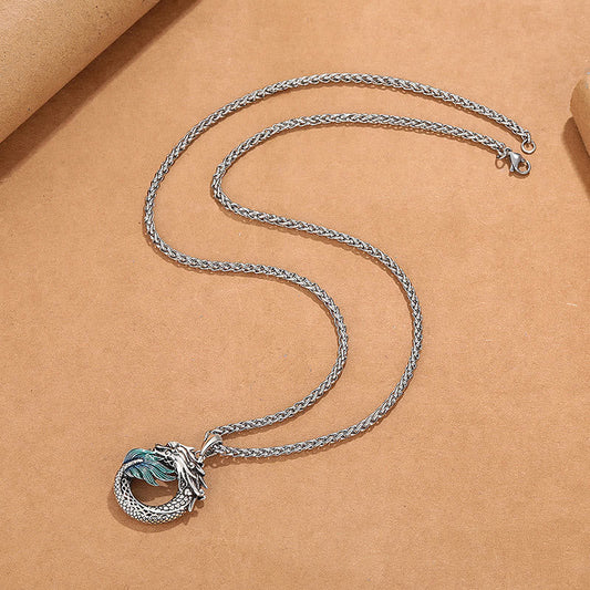 Buddha Stones Tibetan Copper Dragon Strength Necklace