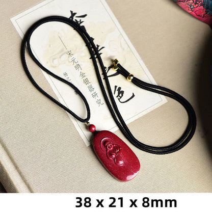 Colgante de collar con bendición de cinabrio natural con forma de calabaza del zodiaco chino Yin Yang de Buda sonriente con piedras de Buda 