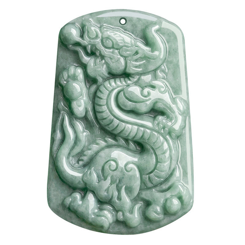 Collar con colgante de amuleto de éxito de jade del zodiaco chino del año del dragón con piedras de Buda 