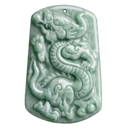 Collar con colgante de amuleto de éxito de jade del zodiaco chino del año del dragón con piedras de Buda 