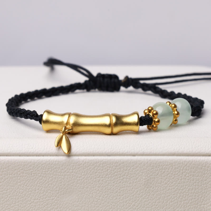 Pulsera trenzada con diseño de bambú y piedras de Buda para la suerte y la fuerza 