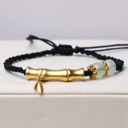 Pulsera trenzada con diseño de bambú y piedras de Buda para la suerte y la fuerza 