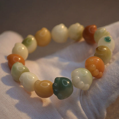 Pulsera de piedras de Buda con semillas de Bodhi multicapa y linda huella de gato para una armonía tranquila