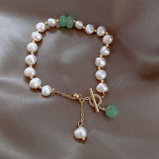 Pulsera de cadena curativa con cuentas de cuarzo fresa verde perla de Buda