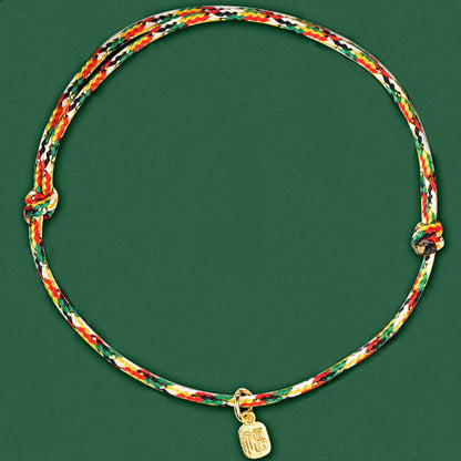 Buddha Stones Auspicious Fu Character Peace And Joy Luck Handmade Multicolored Child Adult Bracelet