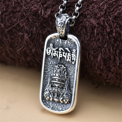 Collar con colgante de la paz Om Mani Padme Hum de la diosa de la riqueza de Zakiram en plata de ley 925 con piedras de Buda
