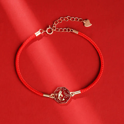 Buddha Stones 925 Sterling Silver Luck Koi Fish Color Change Wealth Handcrafted Braided Bracelet