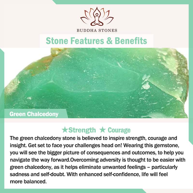 Buddha Stones Grüner Chalcedon Liebesherz-Design Stärke Halskette Anhänger