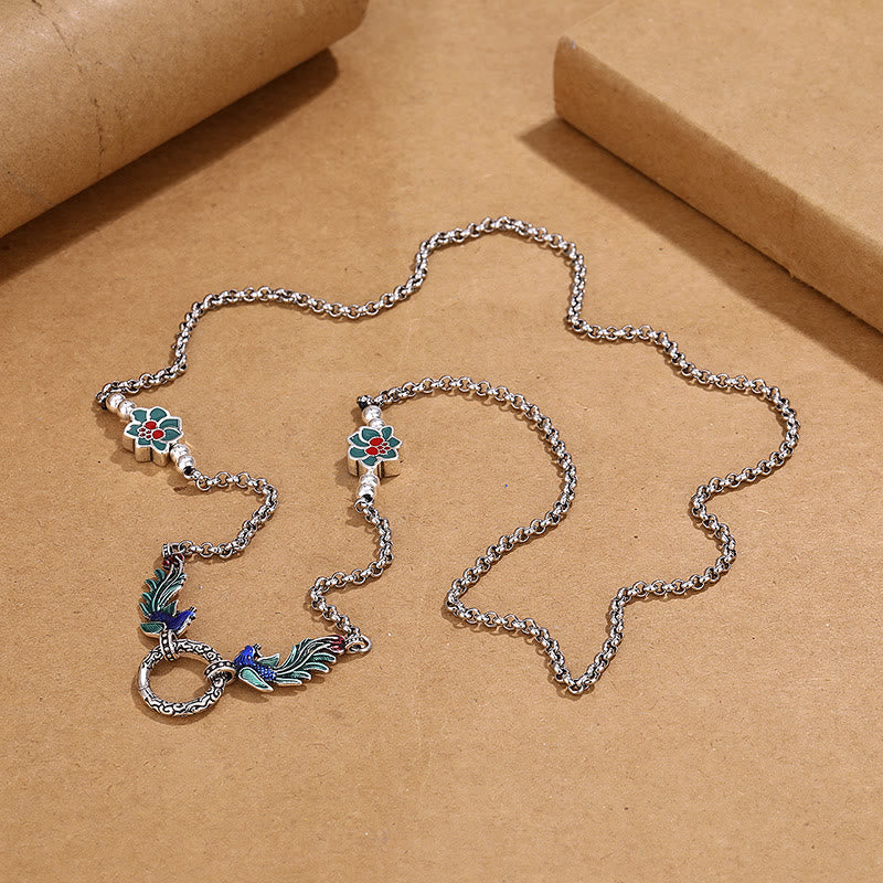 Collar con colgante de flor de loto fénix y piedras de Buda para proteger la suerte 